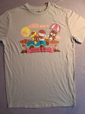 Hello Kitty Light Green Graphic Tee with Pink & Blue Accents